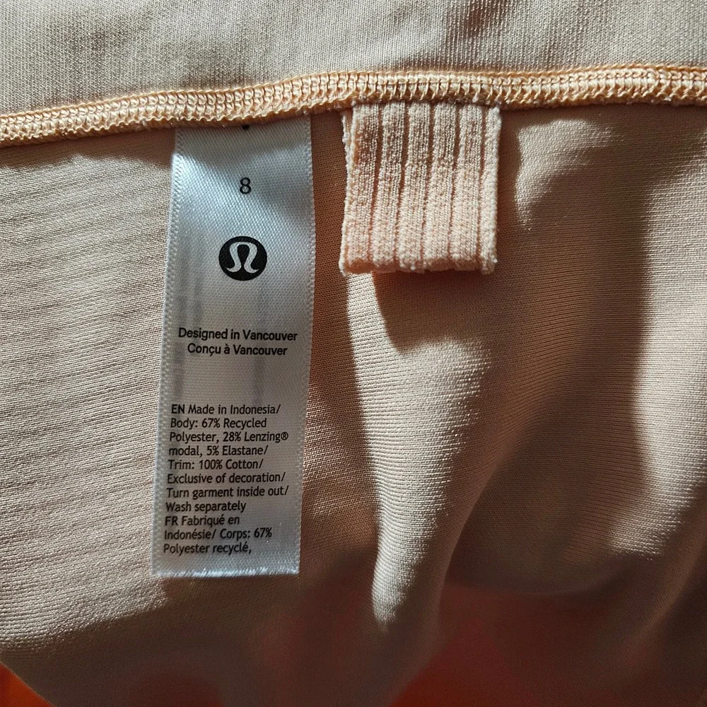 Lululemon Ribbed Softstreme Cropped Tank Top Peach Bellini Size 8